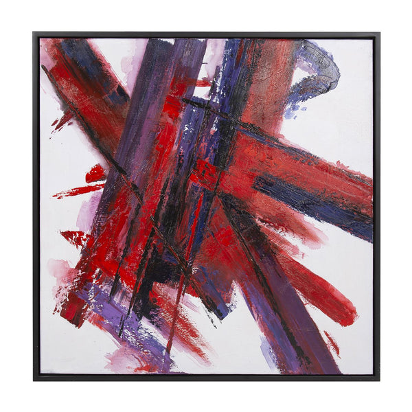 Howard Elliott Hotter Hand Painted Canvas Wall Art - Abstract Vibrant Red & Black Design, Ready To Hang Decor Red Canvas ,Wood 92298-howard-elliott