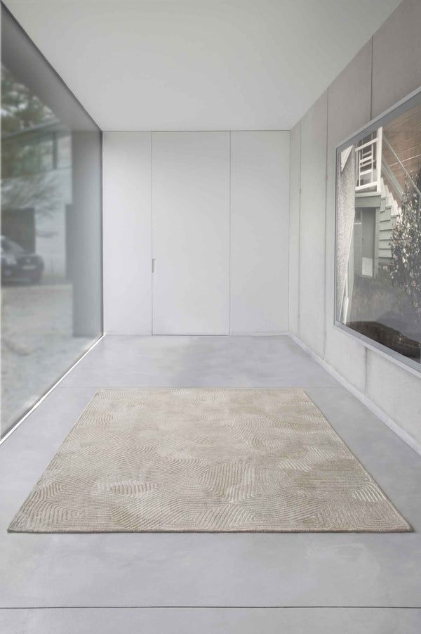 Louis de Pootere Meditation Coral 100% PET Poly Mechanically Woven Jacquard Flatweave Contemporary / Modern Rug Shell Beige 4'7"