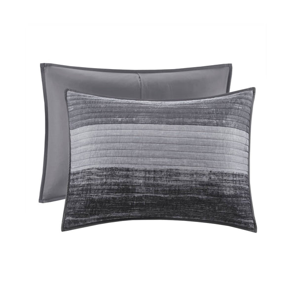 English Elm 6-piece Twin Watercolor Stripe Cotton Quilt Set with Anti-microbial Bedding Bundle Black Multi B035P408259