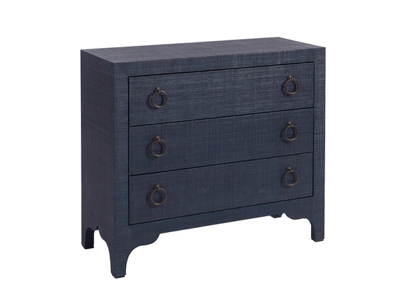 Lexington Barclay Butera Balboa Island Raffia Hall Chest - Elegant Coastal Design With 3 Drawers And Protective Glass Top Marine  922-974