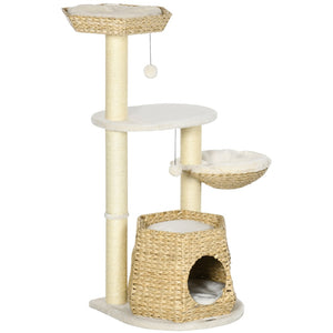 English Elm Pawhut Multi-level Indoor Cat Tree with Sisal Posts Condo Hammock and Hanging Toy W2225P217053
