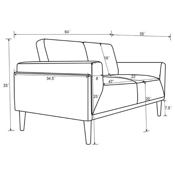 English Elm Andrena Track Arm Loveseat with Pocket Coil Support and Sleek Black Wood Legs B062P358305