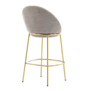 English Elm Christopher Knight Home® - Celano Upholstered Metal Barstool Set of 2 with Plush Rounded Seat, Semi‑Enclosed Backrest, Durable Frame Beige+Gold N775P268055B