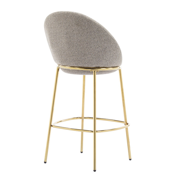 English Elm Christopher Knight Home® - Celano Upholstered Metal Barstool Set of 2 with Plush Rounded Seat, Semi‑Enclosed Backrest, Durable Frame Beige+Gold N775P268055B