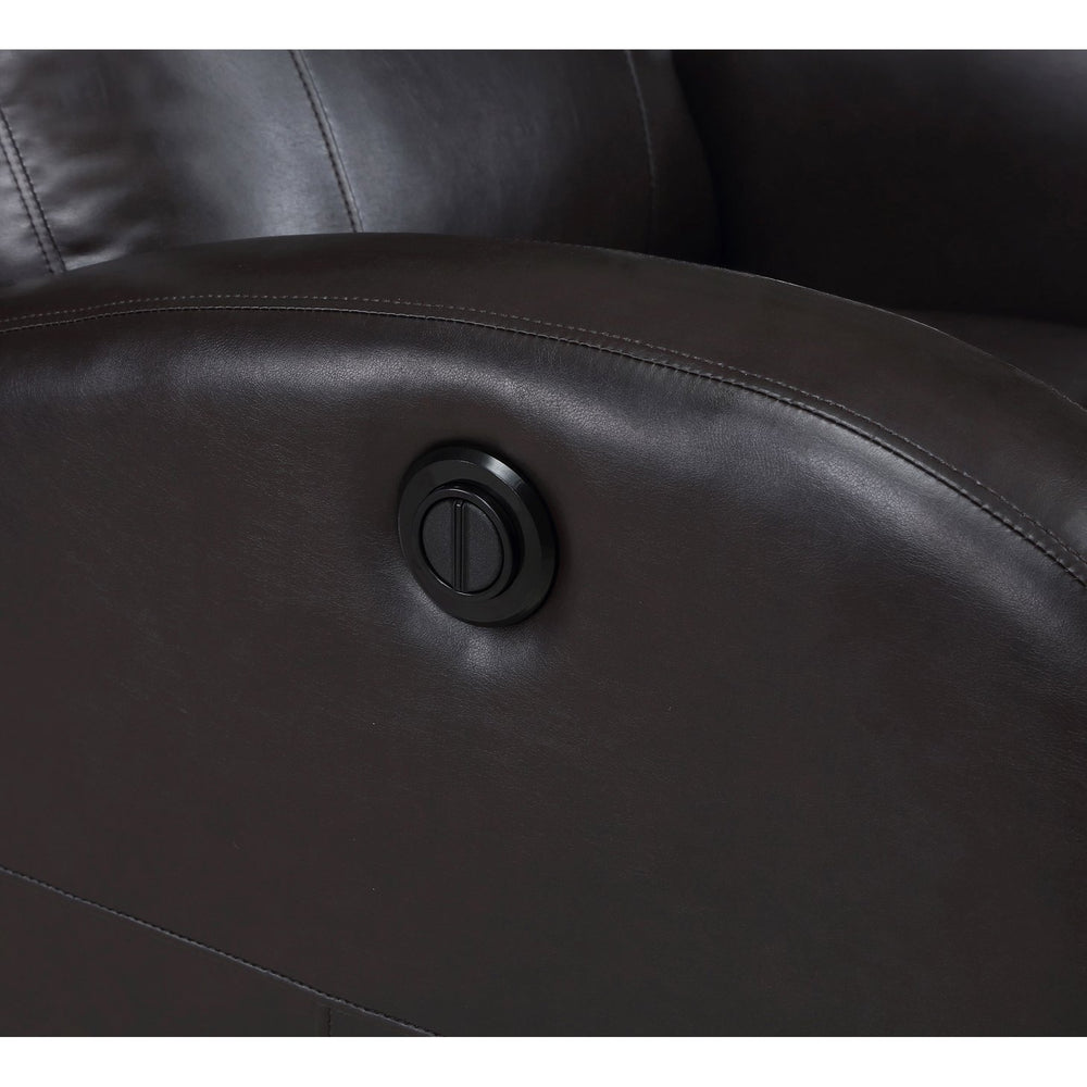 English Elm Meglia Brown Power Recliner Chair with Faux Leather Upholstery, Smooth Button Controls for Comfort B062P299796