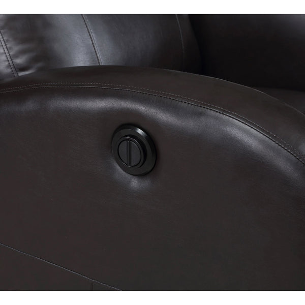 English Elm Meglia Brown Power Recliner Chair with Faux Leather Upholstery, Smooth Button Controls for Comfort B062P299796