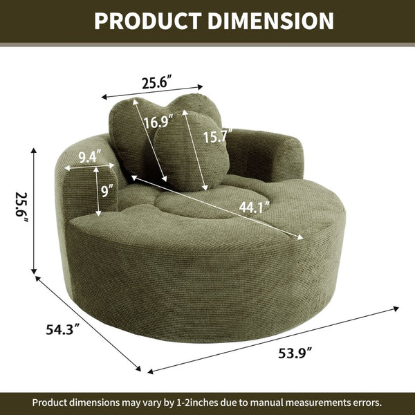 English Elm Round Cloud Sofa Bed Waffle Fabric Memory Foam Convertible Couch for Small Space Living Green W3224P492032