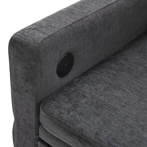 English Elm Convertible Chenille Sleeper Loveseat with Usb Ports and Reclining Backrest for Small Spaces Grey N719P390439E