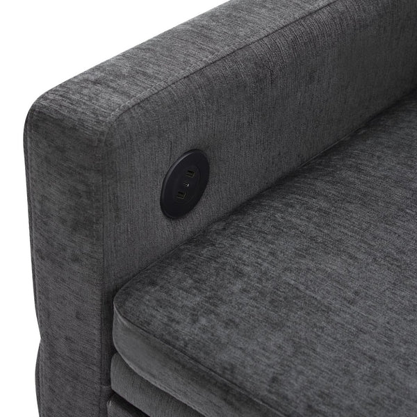 English Elm Convertible Chenille Sleeper Loveseat with Usb Ports and Reclining Backrest for Small Spaces Grey N719P390439E