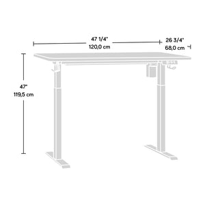 English Elm Sit/Stand Desk - Modern White Finish For Ergonomic Workspace, Usb Charging, Easy Assembly & Stability B356P402648-GIGA