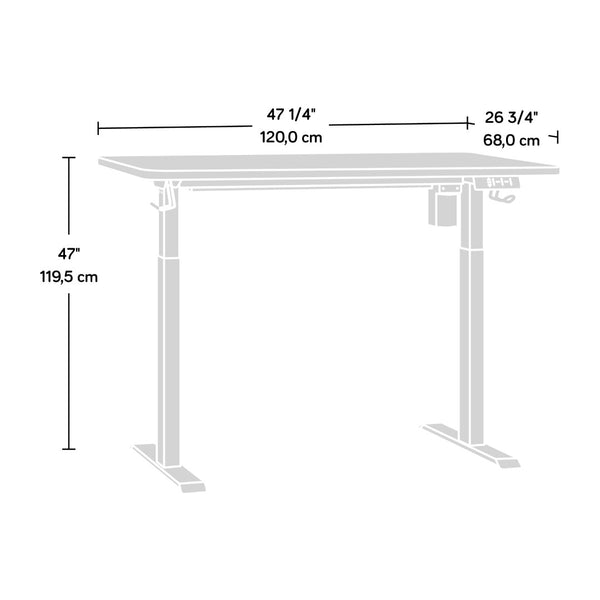 English Elm Sit/Stand Desk - Modern White Finish For Ergonomic Workspace, Usb Charging, Easy Assembly & Stability B356P402648-GIGA
