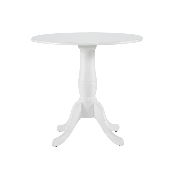 English Elm White 31.5" Round Pedestal Table – Farmhouse Kitchen Dining Accent, Classic Wooden Base, 30"H B011S00924