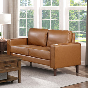 English Elm Modern 3-Piece Living Room Set - Stylish Sofa, Loveseat & Chair In Brown Faux Leather - Easy Assembly! B011S01976