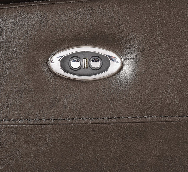 English Elm Aashi Brown Leather-GEL Match Recliner Chair with Power Lift, Tufted Pillow Arms & Pocket Coil Support B2726P253074