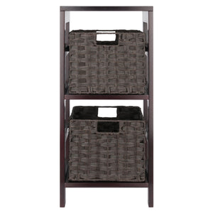 Winsome Wood Leo 3-piece Storage Shelf Set With 2 Foldable Chocolate Baskets – Stylish Organization For Any Room Espresso Solid Wood 92309-winsome-wood