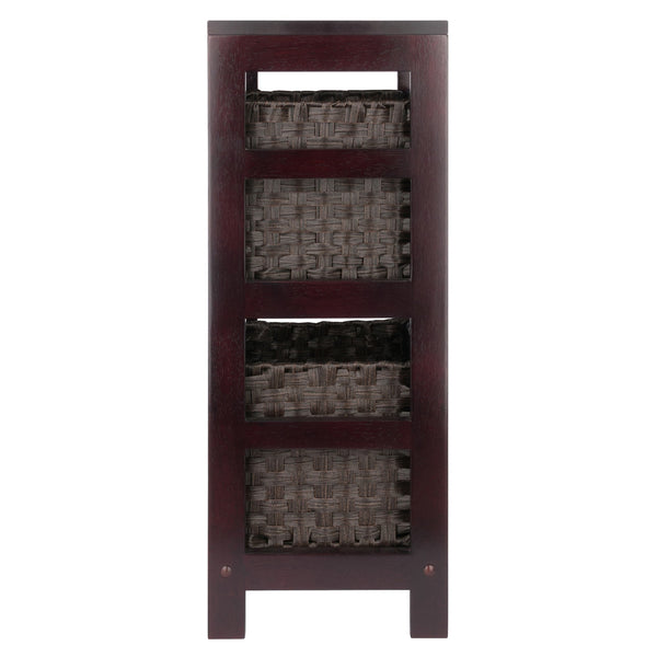 Winsome Wood Leo 3-piece Storage Shelf Set With 2 Foldable Chocolate Baskets – Stylish Organization For Any Room Espresso Solid Wood 92309-winsome-wood