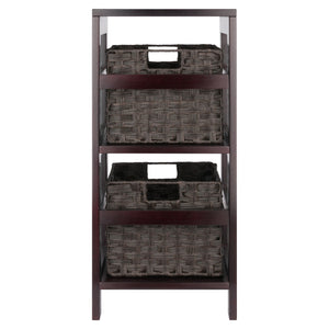 Winsome Wood Leo 3-piece Storage Shelf Set With 2 Foldable Chocolate Baskets – Stylish Organization For Any Room Espresso Solid Wood 92309-winsome-wood