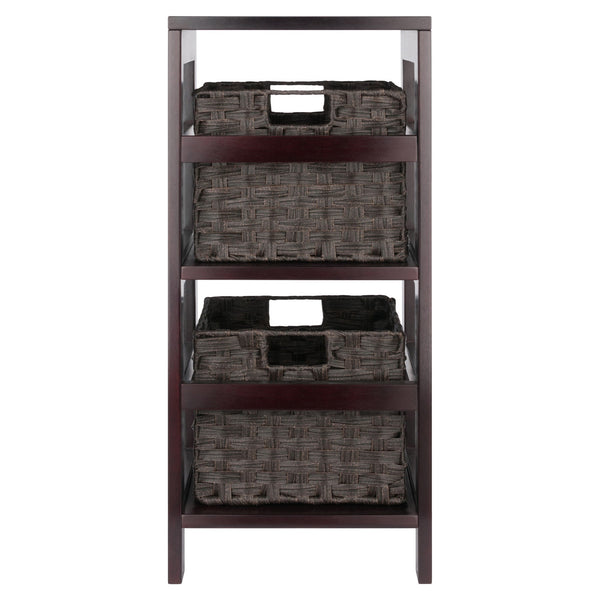 Winsome Wood Leo 3-piece Storage Shelf Set With 2 Foldable Chocolate Baskets – Stylish Organization For Any Room Espresso Solid Wood 92309-winsome-wood