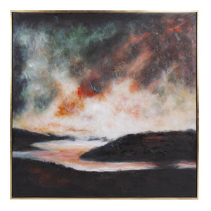 Howard Elliott Highlands Hand Painted Sunset Art - Unique Textured Canvas In Elegant Gold Frame, Ready To Hang! Red Canvas ,Wood 92312-howard-elliott