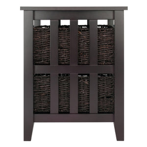 Winsome Wood Morris Accent Table With 2 Foldable Chocolate Corn Husk Baskets For Stylish Storage Solutions Espresso ,Chocolate Composite Wood ,Corn Husk 92312-winsome-wood