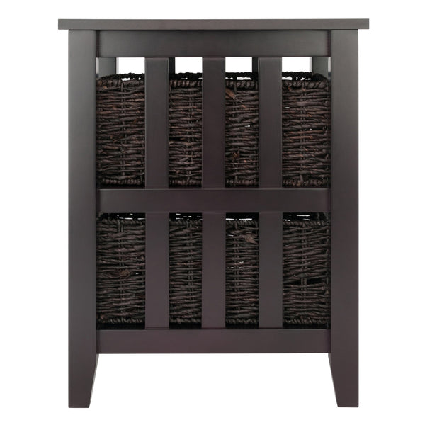 Winsome Wood Morris Accent Table With 2 Foldable Chocolate Corn Husk Baskets For Stylish Storage Solutions Espresso ,Chocolate Composite Wood ,Corn Husk 92312-winsome-wood