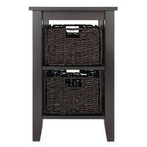 Winsome Wood Morris Accent Table With 2 Foldable Chocolate Corn Husk Baskets For Stylish Storage Solutions Espresso ,Chocolate Composite Wood ,Corn Husk 92312-winsome-wood