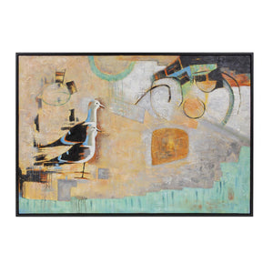 Howard Elliott Day At The Beach: Captivating Sketchbook Art Inspired By Coastal Serenity And Seagull Adventures Orange Canvas ,Wood 92318-howard-elliott