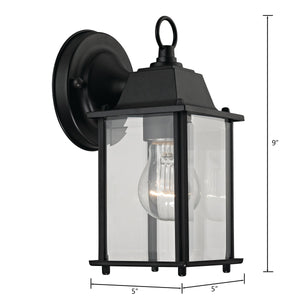 Thomas Lighting Cotswold Traditional Lantern Outdoor Wall Sconce with Tiered Glass and Powder Coat Finish Black 5 W x 5 D x 9 H 9231EW/65