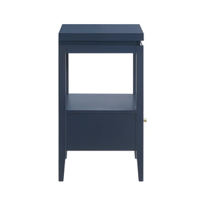 English Elm Olana Midnight Blue 1-Drawer Nightstand with Floating Top, Hidden Tray, Gold Pull & Spacious Shelf B050P376961