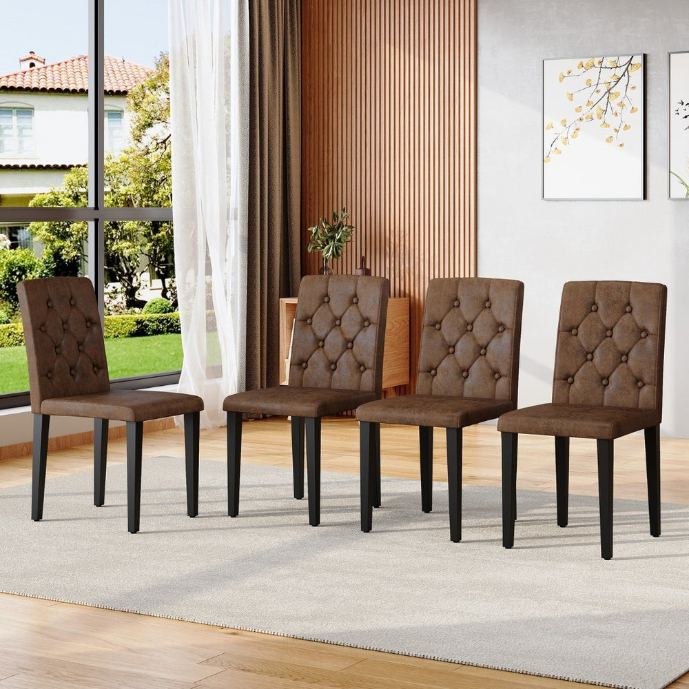 English Elm 4-pack Button-tufted Faux Suede Dining Chairs with Black Metal Legs for Modern W1151P295723