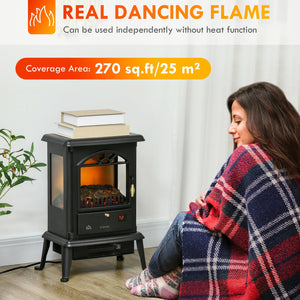 English Elm Homcom 23" Electric Infrared Fireplace Stove - Realistic Log Flame, Adjustable Heat, Timer, Safety Features W2225P249851