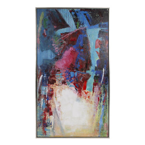 Howard Elliott Concrete Poppy Hand Painted Original Art - Unique Textured Canvas With Floating Silver Frame Ready To Hang Blue Canvas ,Wood 92323-howard-elliott