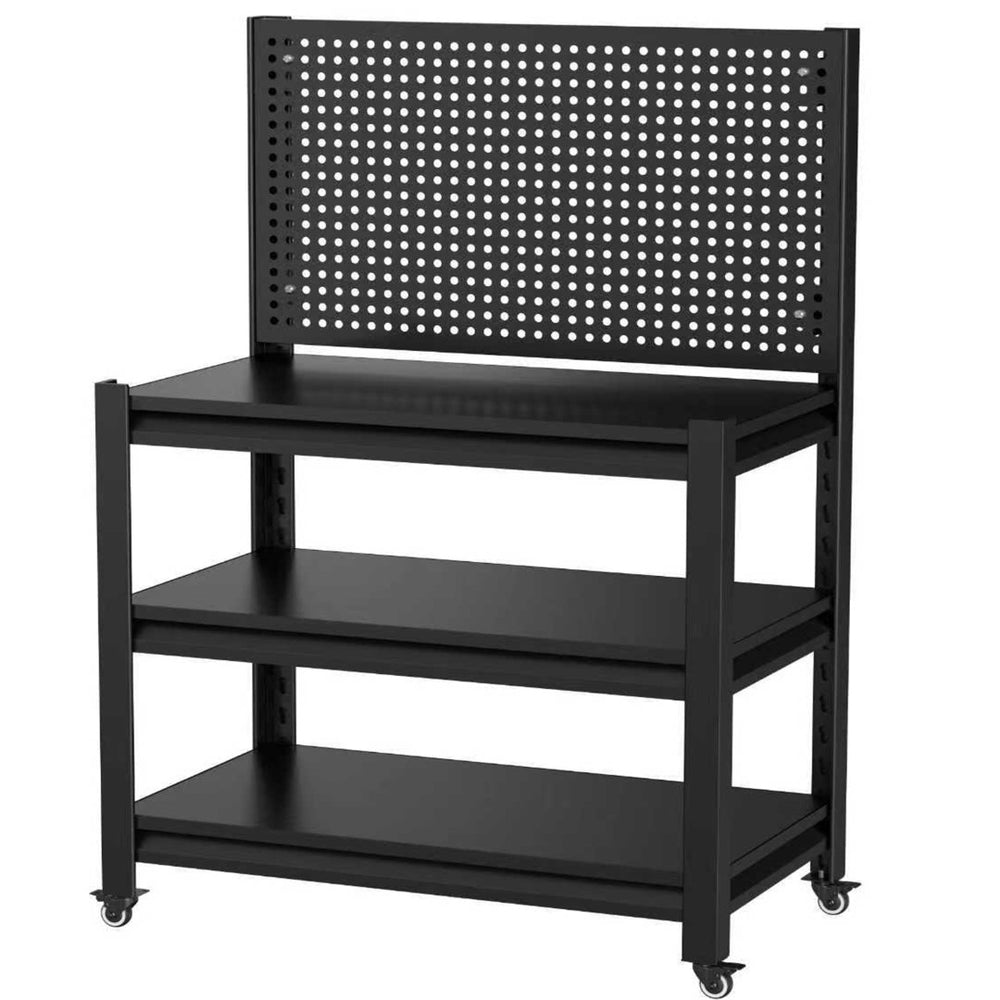English Elm Storage Shelves Heavy Duty Metal Garage Rack with Pegboard Panels and Adjustable Tiers T5667P454733