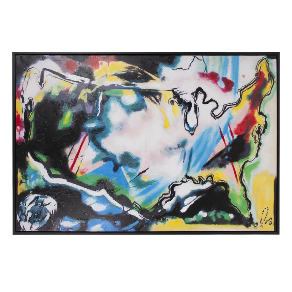 Howard Elliott States Of Color Hand Painted Graffiti Art – Unique Urban Canvas For Modern Home Decor, Ready To Hang! Black Canvas ,Wood 92325-howard-elliott