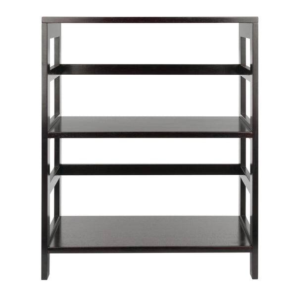 Winsome Wood Leo Wide 2-tier Storage Shelf - Espresso Finish, Versatile & Stylish Bookcase For Home Organization Espresso Solid Wood 92326-winsome-wood