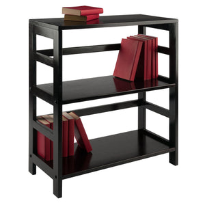 Winsome Wood Leo Wide 2-tier Storage Shelf - Espresso Finish, Versatile & Stylish Bookcase For Home Organization Espresso Solid Wood 92326-winsome-wood