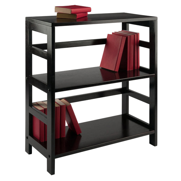 Winsome Wood Leo Wide 2-tier Storage Shelf - Espresso Finish, Versatile & Stylish Bookcase For Home Organization Espresso Solid Wood 92326-winsome-wood