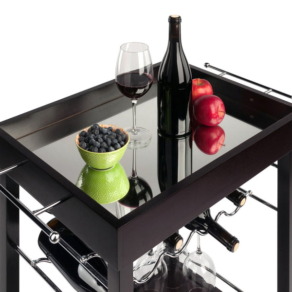 Winsome Wood Johnnie Bar Cart, Espresso - Stylish Portable Wine Storage With Sleek Design And Ample Space Espresso Solid ,Composite Wood 92329-winsome-wood
