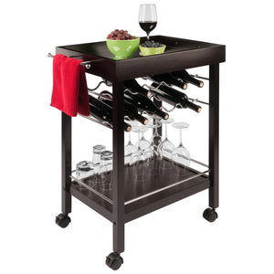 Winsome Wood Johnnie Bar Cart, Espresso - Stylish Portable Wine Storage With Sleek Design And Ample Space Espresso Solid ,Composite Wood 92329-winsome-wood