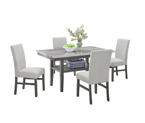 English Elm Luna Faux Marble Rectangular Dining Set with Four Upholstered Chairs Seats Six B2749S00321