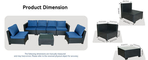 English Elm Seven-Piece Modular Outdoor Sofa Set With Glass Table And Waterproof Cushions For Stylish Comfort W3152S00002-GIGA