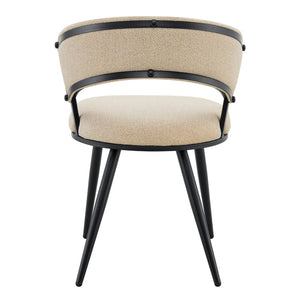English Elm Set of 2 Tufted Chenille Upholstered Dining Chairs with Sleek Metal Legs Modern Beige,Black W1512P491840