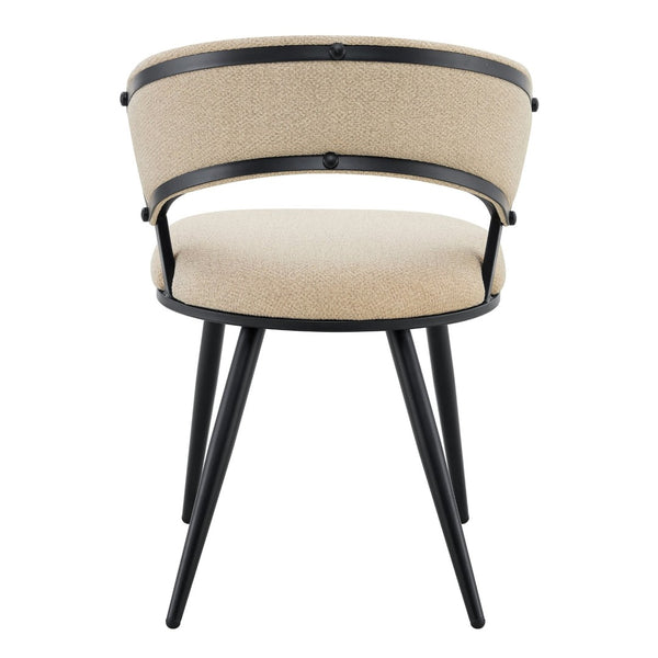 English Elm Set of 2 Tufted Chenille Upholstered Dining Chairs with Sleek Metal Legs Modern Beige,Black W1512P491840