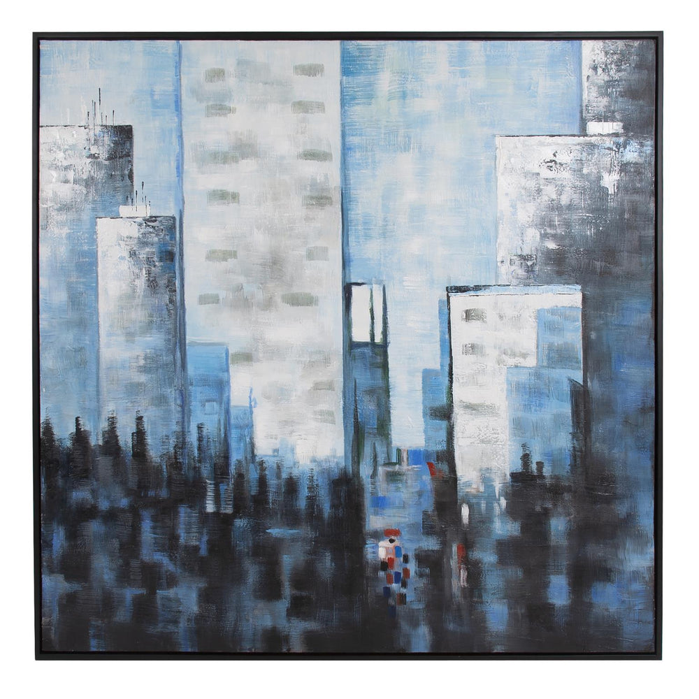 Howard Elliott View From The Window Hand Painted Canvas Art - Unique Textured Manhattan Scene, Ready To Hang! Blue Canvas ,Wood 92335-howard-elliott