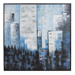 Howard Elliott View From The Window Hand Painted Canvas Art - Unique Textured Manhattan Scene, Ready To Hang! Blue Canvas ,Wood 92335-howard-elliott