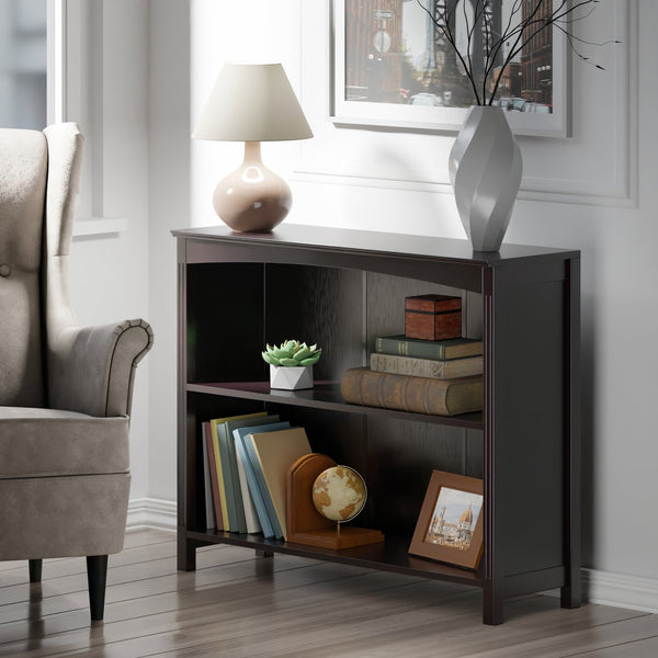 Winsome Wood Terrace 2-section Wide Bookcase In Espresso - Elegant Storage For Books, Collectibles & Décor Espresso Solid ,Composite Wood 92338-winsome-wood