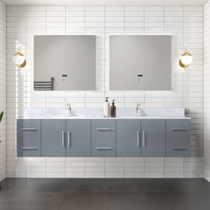 English Elm Dark Grey Double Bath Vanity With Carrara Marble Top & Led Mirrors - Stylish Storage Solution! B2731S00836