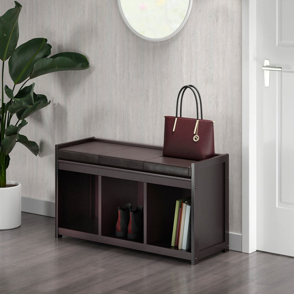 Winsome Wood Addison 2-piece Storage Bench With Cushioned Seat, Stylish Espresso Finish For Home Organization & Comfort Espresso Solid ,Composite Wood 92349-winsome-wood