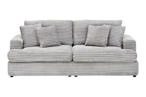 English Elm 79.3 Inch Gray Corduroy Three Seat Sofa with Toss Pillows for Modern Living Rooms W1658P200002