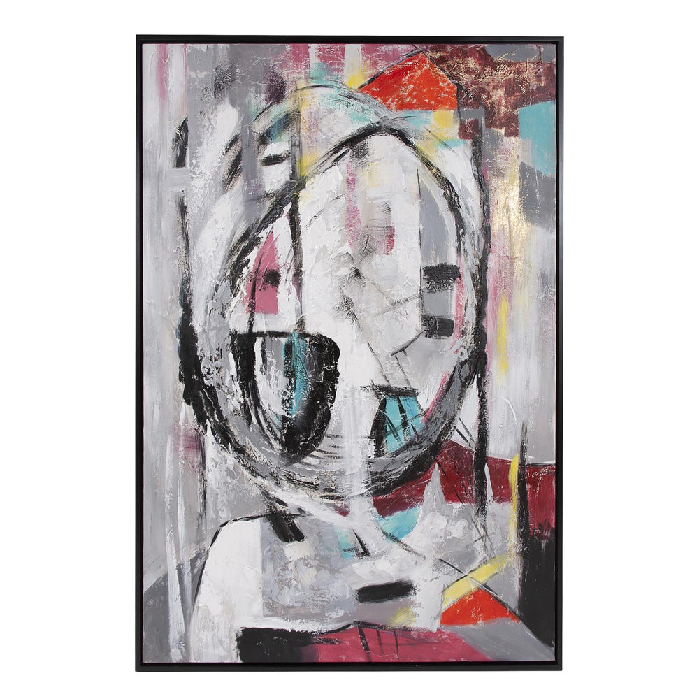 Howard Elliott Mid Century Thinker: Unique Hand Painted Art On Gallery Wrapped Canvas In Floating Black Frame Gray Canvas ,Wood 92359-howard-elliott